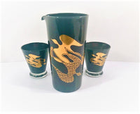 Load image into Gallery viewer, Gay Fad Glass Mid-Century Mod Birds In Flight 3 piece Bar Set
