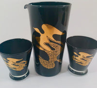 Load image into Gallery viewer, Gay Fad Glass Mid-Century Mod Birds In Flight 3 piece Bar Set
