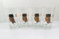 Load image into Gallery viewer, Couroc Signed Mid-Century Black and 22-Karat Gold Owl Glasses (Set of 4)
