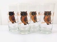 Load image into Gallery viewer, Couroc Signed Mid-Century Black and 22-Karat Gold Owl Glasses (Set of 4)
