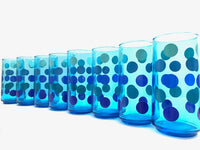 Load image into Gallery viewer, Retro Blue Polka Dot 9-Piece Set (8 Highball Glasses &amp; Pitcher)

