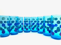 Load image into Gallery viewer, Retro Blue Polka Dot 9-Piece Set (8 Highball Glasses &amp; Pitcher)
