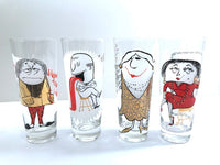 Load image into Gallery viewer, Mid-Century Osborne Kemper Thomas Humorous Tall Collins Glasses (Set of 4)
