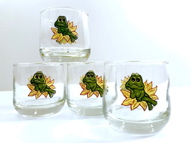 Vintage Frog Roly Poly Glasses (Set of 4)