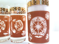 Load image into Gallery viewer, Vintage Terra Cotta and Gold Atomic Highball Glasses (Set of 4)
