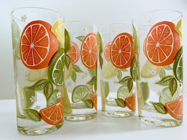 Culver Signed Mid-Century Citrus Highball Glasses (Set of 4