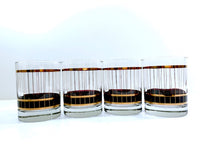 Load image into Gallery viewer, Culver Mid-Century Black and 22-Karat Gold Devon Double Old Fashion Glasses (Set of 4)
