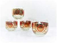 Load image into Gallery viewer, Pasinski Signed Washington Gold and Orange Roly Poly Glasses (Set of 4)

