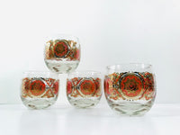 Load image into Gallery viewer, Pasinski Signed Washington Gold and Orange Roly Poly Glasses (Set of 4)
