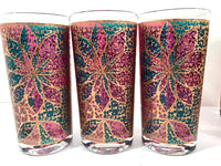 Load image into Gallery viewer, Georges Briard Signed Mid-Century Stained Glass Poinsettia Highball Glasses (Set of 6)
