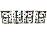 Load image into Gallery viewer, Cera Signed Black and White Geometric Double Old Fashion Glasses (Set of 4)
