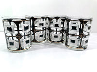 Load image into Gallery viewer, Cera Signed Black and White Geometric Double Old Fashion Glasses (Set of 4)
