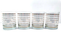 Load image into Gallery viewer, Georges Briard Signed Gold and White Stripe Double Old Fashion Glasses (Set of 4)
