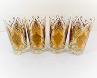 Load image into Gallery viewer, Pasinski Signed Mid-Century 22-Karat Gold and Frosted Embellished Glasses (Set of 4)
