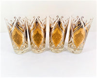 Load image into Gallery viewer, Pasinski Signed Mid-Century 22-Karat Gold and Frosted Embellished Glasses (Set of 4)
