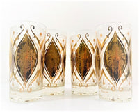 Load image into Gallery viewer, Pasinski Signed Mid-Century 22-Karat Gold and Frosted Embellished Glasses (Set of 4)
