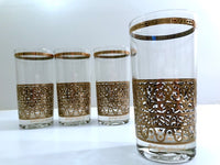 Load image into Gallery viewer, Georges Briard Signed Mid-Century Crown and Scroll Highball Glasses (Set of 4)
