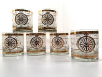 Load image into Gallery viewer, Georges Briard Signed Mid-Century Golden Nautical Glasses (Set of 6)
