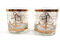 Load image into Gallery viewer, Georges Briard Signed Mid-Century Golden Nautical Glasses (Set of 6)
