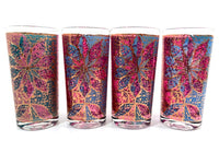 Load image into Gallery viewer, Georges Briard Signed Mid-Century Stained Glass Poinsettia Highball Glasses (Set of 4)
