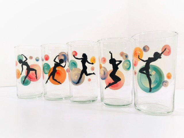 Vintage Anchor Hocking Swirl Glasses-mid Century-set of 8-drinking Glasses-bar  Glasses-kitschy Glassware-party-tumblers-water Glass-mcm 