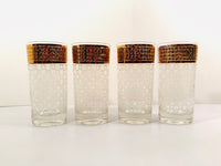 Load image into Gallery viewer, Georges Briard Signed Mid-Century White Checker and 22-Karat Gold Glasses (Set of 4)
