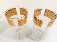 Load image into Gallery viewer, Georges Briard Signed Mid-Century White Checker and 22-Karat Gold Glasses (Set of 4)
