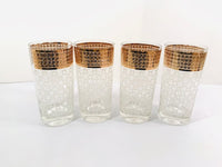 Load image into Gallery viewer, Georges Briard Signed Mid-Century White Checker and 22-Karat Gold Glasses (Set of 4)

