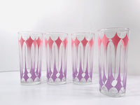 Load image into Gallery viewer, Libbey Pink and Purple Elongated Diamond Highball Glasses (Set of 4)
