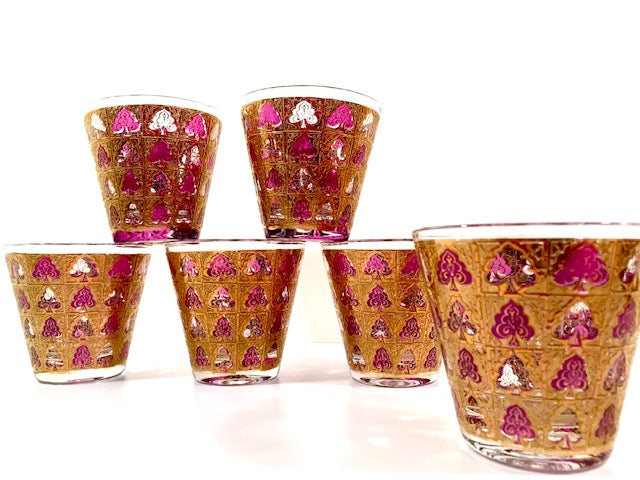 Culver - Signed Mid-Century 22 Karat Gold and Amethyst Glasses (Set of 6)