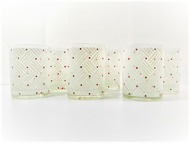 Cera Signed White Woven with Red Dots Double Old Fashion Glasses (Set of 6)