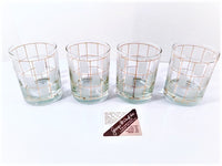 Load image into Gallery viewer, Georges Briard Signed Gold Window Panes Double Old Fashion Glasses (Set of 4)
