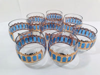 Load image into Gallery viewer, Culver Signed Mid-Century Emerald Azure Scroll Roly Poly Glasses (Set of 8)
