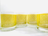 Load image into Gallery viewer, Georges Briard Signed Mid-Century Yellow and White Netting Glasses (Set of 6)
