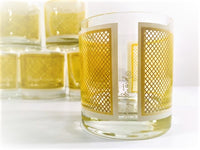Load image into Gallery viewer, Georges Briard Signed Mid-Century Yellow and White Netting Glasses (Set of 6)

