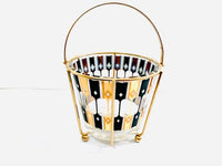 Load image into Gallery viewer, Culver Signed Mid-Century Gold-Black and White Ice Bucket with Carrier
