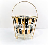 Load image into Gallery viewer, Culver Signed Mid-Century Gold-Black and White Ice Bucket with Carrier
