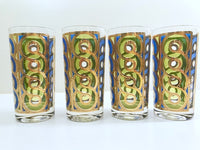 Load image into Gallery viewer, Georges Briard Signed Mid-Century Blue, Green and Gold Swirl Glasses (Set of 4)
