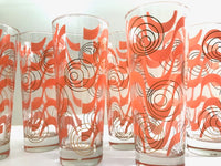 Load image into Gallery viewer, Bartlett Collins Oklahoma Mid-Century Coral and Gold Tall Collins Glasses (Set of 6)
