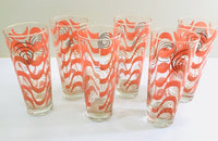 Load image into Gallery viewer, Bartlett Collins Oklahoma Mid-Century Coral and Gold Tall Collins Glasses (Set of 6)
