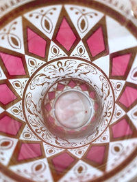 Load image into Gallery viewer, West Virginia Mid-Century Pink Diamonds with Gold Scroll 7-Piece Cocktail Bar Set
