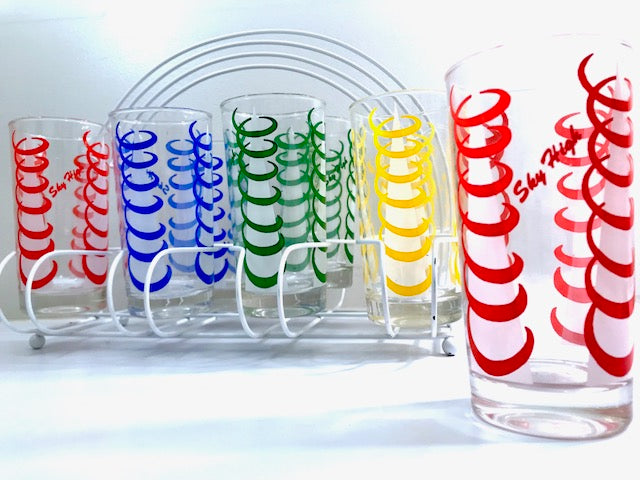 Federal Glass Sky Hi Vintage 8-Piece Glasses With Carrier
