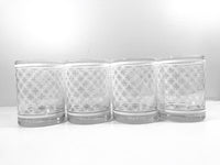 Load image into Gallery viewer, Georges Briard Signed Mid-Century White Lattice Double Old Fashion Glasses (Set of 4)
