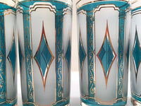 Load image into Gallery viewer, Libbey Mid-Century Emerald Blue &amp; 22-Karat Gold Diamond Glasses (Set of 4)
