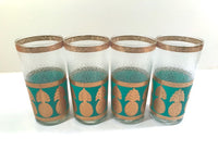 Load image into Gallery viewer, Culver Signed Mid-Century Gold and Turquoise Pineapple Glasses (Set of 4)
