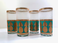 Load image into Gallery viewer, Culver Signed Mid-Century Gold and Turquoise Pineapple Glasses (Set of 4)
