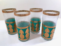 Load image into Gallery viewer, Culver Signed Mid-Century Gold and Turquoise Pineapple Glasses (Set of 4)
