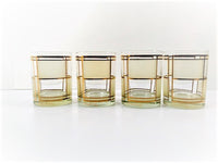 Load image into Gallery viewer, Georges Briard Signed Golden Frosted Square Double Old Fashion Glasses (Set of 4)
