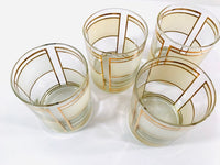 Load image into Gallery viewer, Georges Briard Signed Golden Frosted Square Double Old Fashion Glasses (Set of 4)
