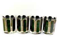 Load image into Gallery viewer, Georges Briard Signed Mid-Century Black and Gold Double Old Fashion Glasses (Set of 4)
